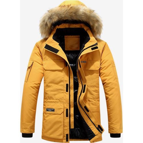 Men's Puffer Coat Thickened Mid-Length Hooded Parka Coat - milanoo.com - Modalova