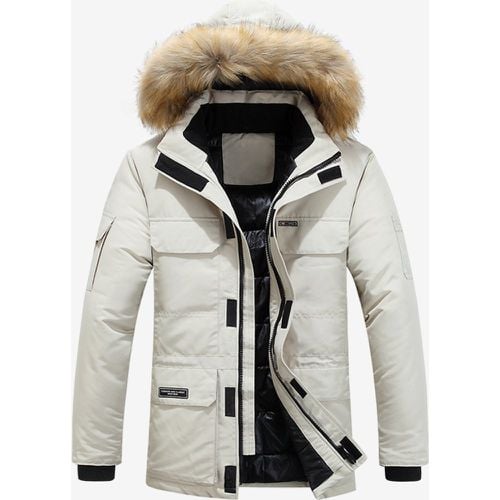 Men's Puffer Coat Thickened Mid-Length Hooded Parka Coat - milanoo.com - Modalova