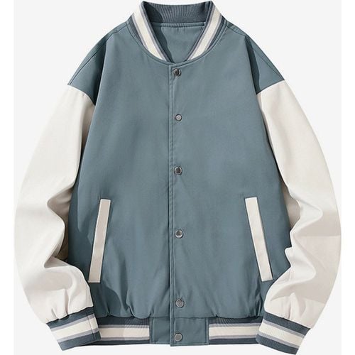 Men’s Varsity Jacket Plus-Size Causal Long Sleeve Loose Cardigan Baseball Jackets - milanoo.com - Modalova