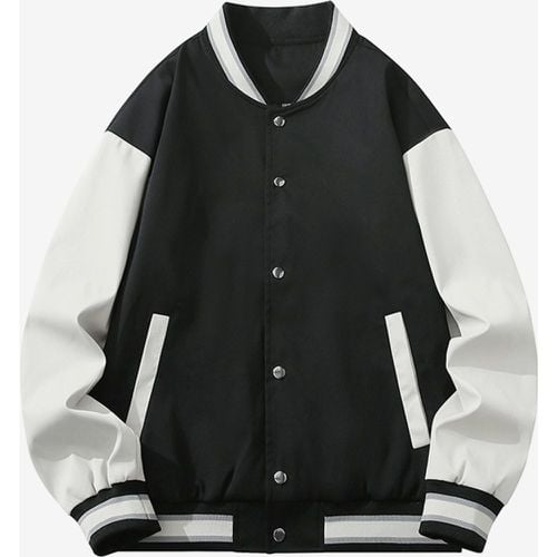 Men’s Varsity Jacket Plus-Size Causal Long Sleeve Loose Cardigan Baseball Jackets - milanoo.com - Modalova