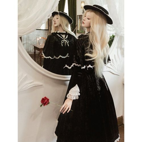 Classical Lolita Dress Polyester Long Sleeves Bow Lolita Dresses Classic - milanoo.com - Modalova