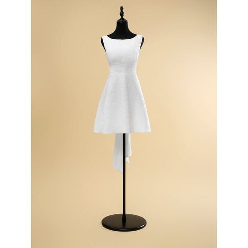 Short Wedding Dresses Short Jewel Neck Sleeveless A-Line Natural Waist Polyester Bridal Gowns - milanoo.com - Modalova