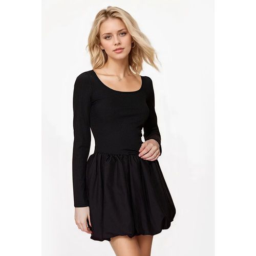 Dress With Bubble Hem Jewel Neck Long Sleeves Birthday Party Short Dress For Women 2025 - milanoo.com - Modalova