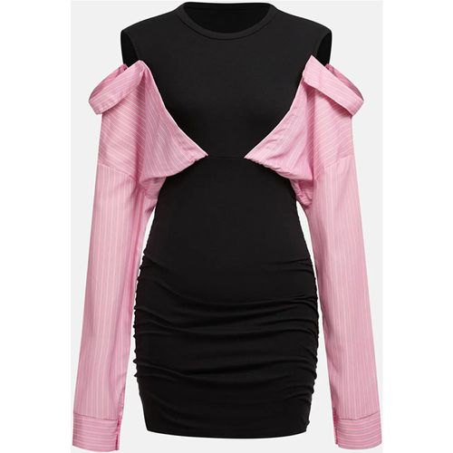 Cutout Dress Colorblock Jewel Neck Striped Long Sleeves Mini Bodycon Dresses For Women 2025 - milanoo.com - Modalova