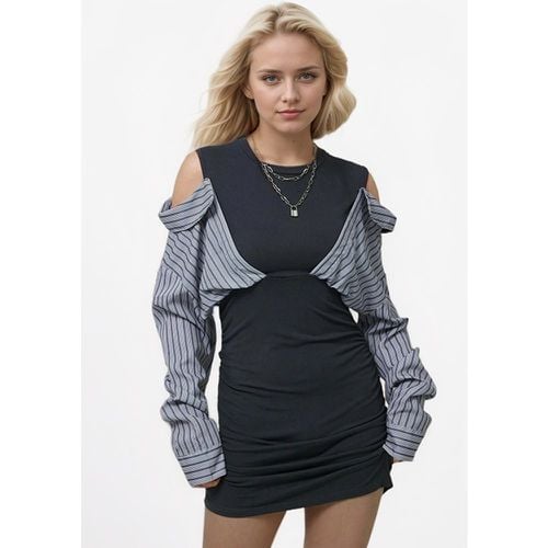 Cutout Dress Colorblock Jewel Neck Striped Long Sleeves Mini Bodycon Dresses For Women 2025 - milanoo.com - Modalova