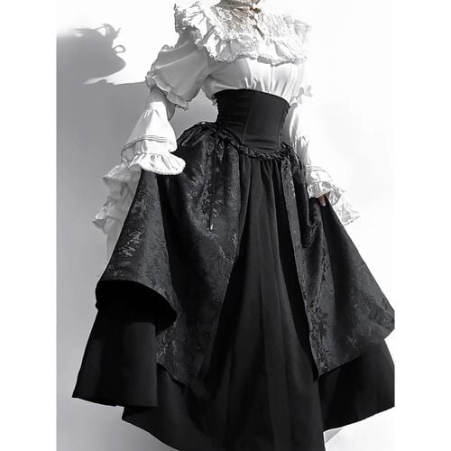 Gothic Lolita Outfits Lace Lace Ruffles Long Sleeves Blouse Skirt - milanoo.com - Modalova