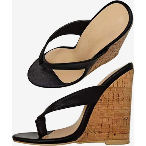 Women's Slip-On PU Leather Wedge Sandals In - milanoo.com - Modalova