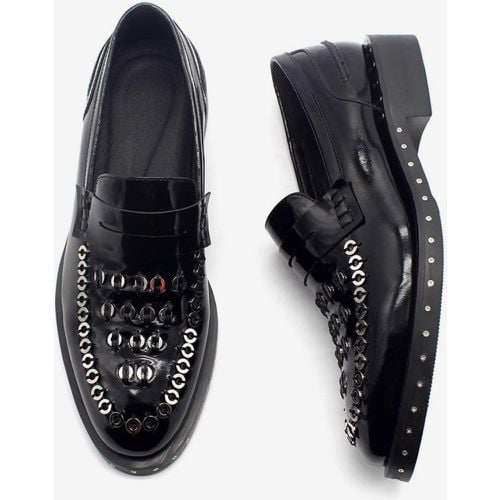 Cowhide Metal Details Mens Loafer Shoes - milanoo.com - Modalova