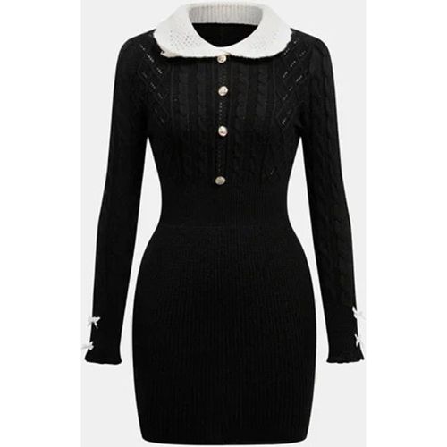 Knitted Dress Elegant Long Sleeves Peter Pan Collar - milanoo.com - Modalova