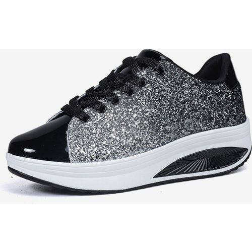 Gold Sequined Cloth Round Toe Women's Sneakers Flat( - milanoo.com - Modalova