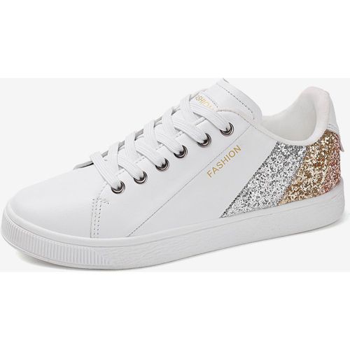 Black Sequined Cloth Round Toe Womens Sneakers Flat( - milanoo.com - Modalova