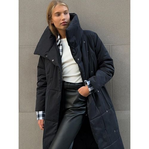 Winter Coats Ecru White Oversized Long Sash Turndown Collar Front Button Long Sleeves Casual Winter Coat Outerwear - milanoo.com - Modalova