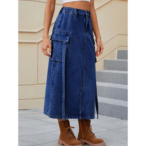 Denim Skirts Natural Waist Chic Slit Design Spring Mid-length Bottoms For Women 2025 - milanoo.com - Modalova