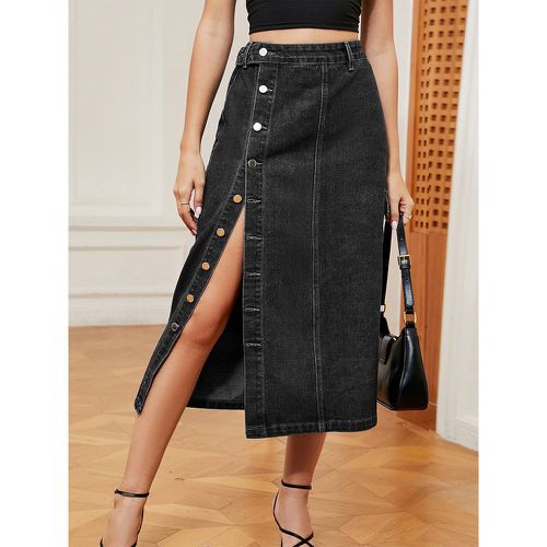 Denim Skirt With High-slit Natural Waist Chic Spring Mid-calf Length Blue Skirt For Women 2025 - milanoo.com - Modalova