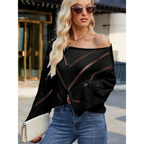 Knitted Hollow Out Pullover Sweater Jewel Neck Long Sleeves Spring Casual Tops For Women 2025 - milanoo.com - Modalova