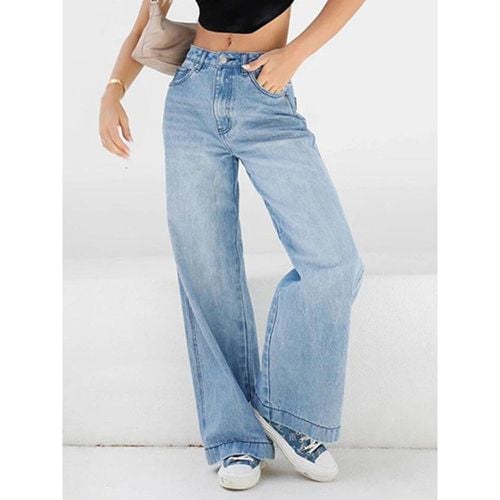 Loose Fit Jeans For Woman Wide Leg Casual Spring Straight Denim Pants 2025 - milanoo.com - Modalova