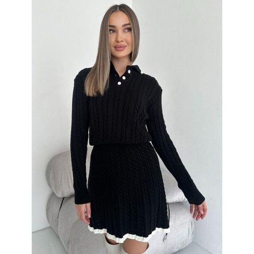 Knitted Two-Piece Set Polo Collar Sweater and Skirt Color Block Casual Spring Outfits For Women 2025 - milanoo.com - Modalova