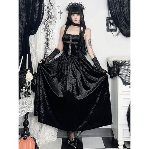 Women's Gothic Clothing Ruffles Lace Sexy Polyester Tunic Retro Costumes - milanoo.com - Modalova