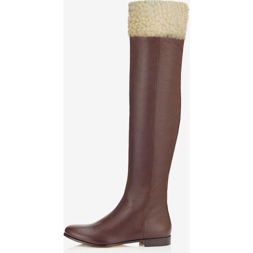 Flat Over The Knee Boots Shearling Detail Women's Thigh High Boots - milanoo.com - Modalova