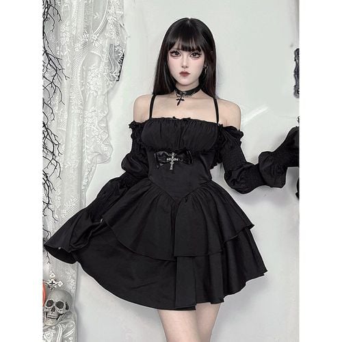 Women's Gothic Clothing Bows Ruffles Gothic Polyester Tunic Retro Costumes - milanoo.com - Modalova