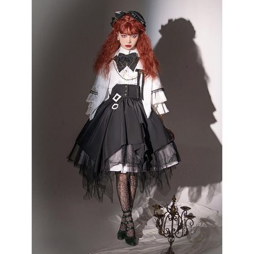 Gothic Lolita Outfits Bows Ruffles Long Sleeves Bowknot Crinoline Blouse - milanoo.com - Modalova