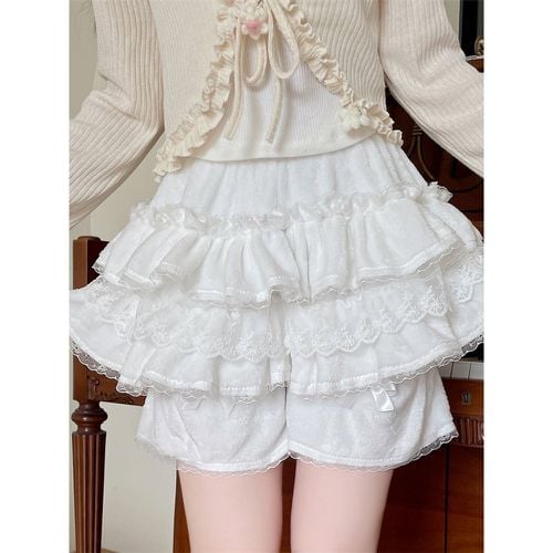 Sweet Lolita Bloomers Ruffles Lace Loose Pink Lolita Shorts - milanoo.com - Modalova