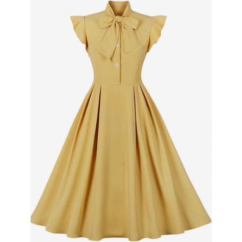 Vintage Bowknot Dress Butterfly Sleeve 1950s Audrey Hepburn Style A-line Retro Midi Swing Dress For Women 2025 - milanoo.com - Modalova