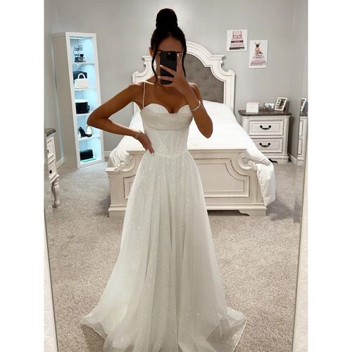 A-line Sequin Long Dress Corset Waist Floor-Length Formal Party Elegant Strap Maxi Dress For Women 2025 - milanoo.com - Modalova