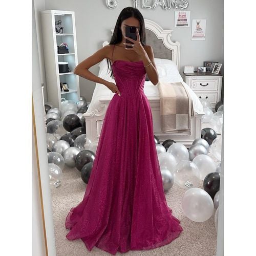 A-line Sequin Long Dress Corset Waist Floor-Length Formal Party Elegant Strap Maxi Dress For Women 2025 - milanoo.com - Modalova