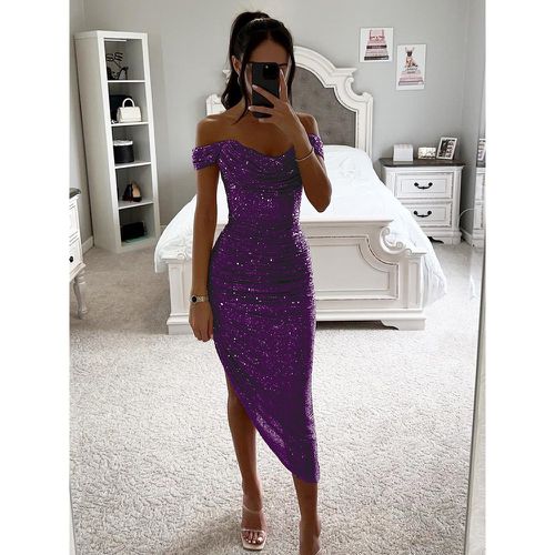 Sequin Party Dress With Asymmetrical Hem Off-Shoulder Ruched Midi Dress For Women 2025 - milanoo.com - Modalova