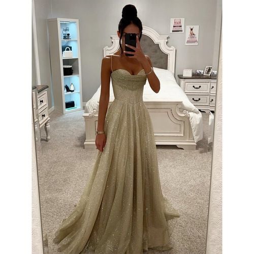 A-line Sequin Long Dress Corset Waist Floor-Length Formal Party Elegant Strap Maxi Dress For Women 2025 - milanoo.com - Modalova