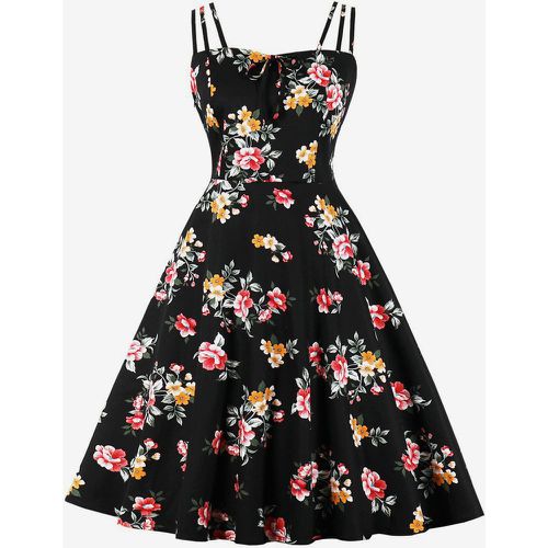 Vintage A-line Dress with Straps Tie-Front 1950s Audrey Hepburn Style Floral Midi Swing Dress For Women 2025 - milanoo.com - Modalova