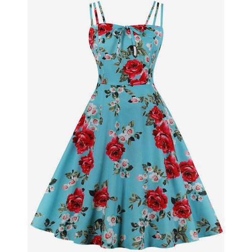 Vintage A-line Dress with Straps Tie-Front 1950s Audrey Hepburn Style Floral Midi Swing Dress For Women 2025 - milanoo.com - Modalova