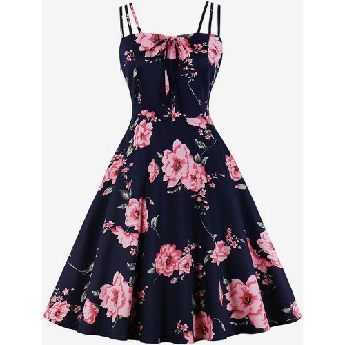 Vintage A-line Dress with Straps Tie-Front 1950s Audrey Hepburn Style Floral Midi Swing Dress For Women 2025 - milanoo.com - Modalova