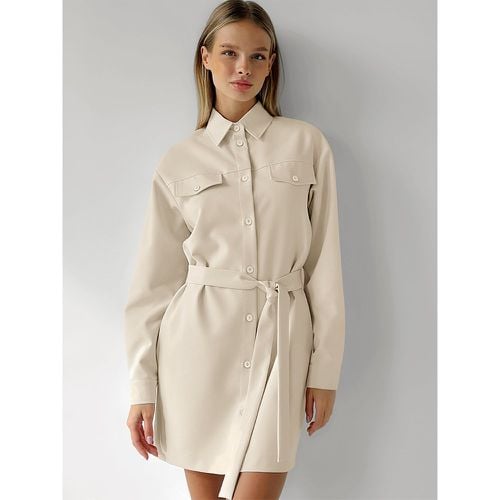 Minimalist Shirt Dress Belted Turndown Collar Long Sleeves Mini Dress For Women 2025 - milanoo.com - Modalova