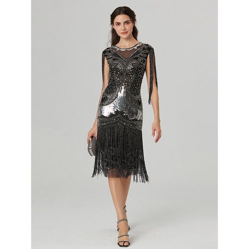 Flapper Sequin Dress For Women Fringe Sleeve Crew Neck 1920s Gatsby Prom Midi Latin Dress 2025 - milanoo.com - Modalova