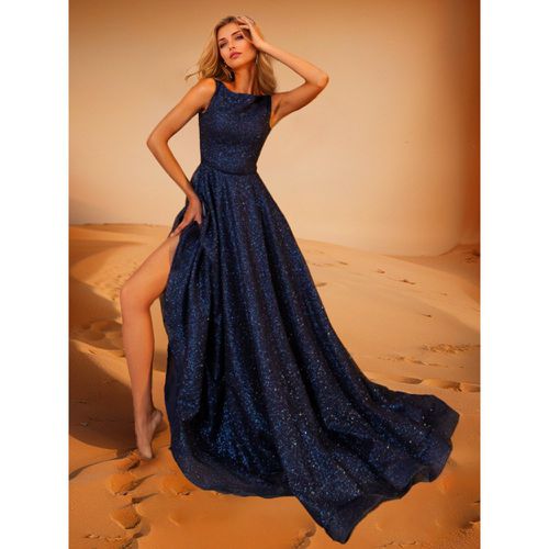 Evening Dress A-Line Jewel Neck Polyester With Train Social Party Dresses - milanoo.com - Modalova