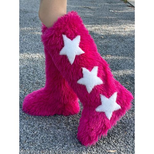 Lambswool Stars Print Round Toe Winter Snow Boots For Women Winter Boots - milanoo.com - Modalova