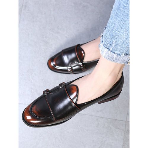 Buckle Round Toe PU Leather Loafer Shoes For Men - milanoo.com - Modalova