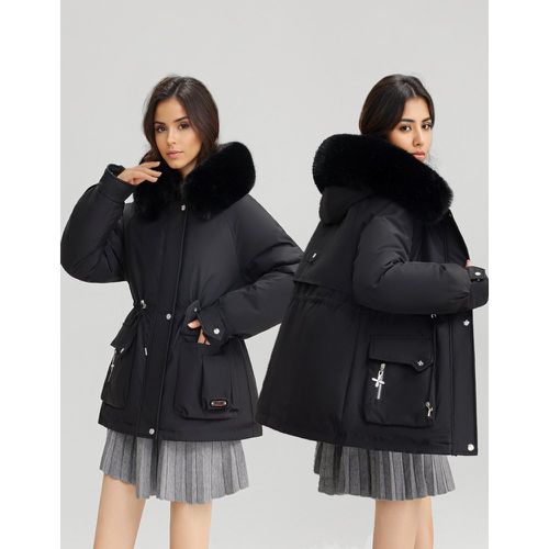 Plush Thickened Parka Jacket With Faux Fur Collar Hooded Winter Outerwear For Women 2025 - milanoo.com - Modalova