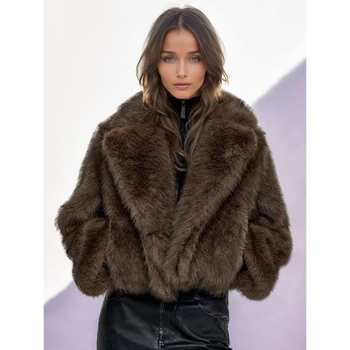 Faux Fur Coat In Notched Lapel Winter Outerwear For Women 2025 - milanoo.com - Modalova