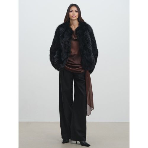 Faux Fur Coats Crew Neck Winter Warm Outerwear For Women 2025 - milanoo.com - Modalova