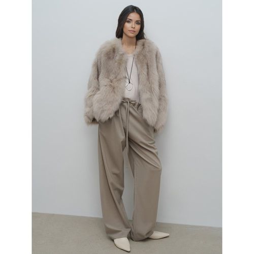 Faux Fur Coats Crew Neck Winter Warm Outerwear For Women 2025 - milanoo.com - Modalova