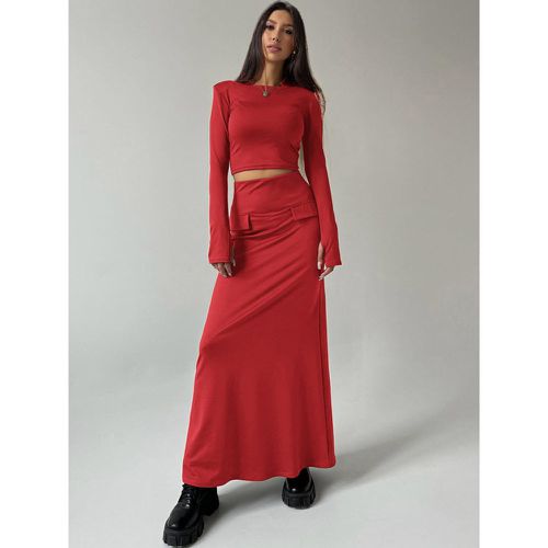 Two Piece Set For Women Long Sleeve Crop Top And Long Skirt Spring Outfit 2025 - milanoo.com - Modalova