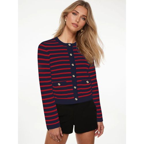 Stripes Printed Sweaters Cardigans Jewel Neck Spring Casual Outerwear For Women 2025 - milanoo.com - Modalova