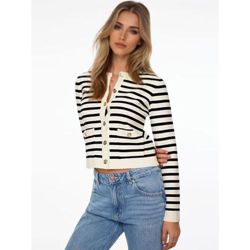 Stripes Printed Sweaters Cardigans Jewel Neck Spring Casual Outerwear For Women 2025 - milanoo.com - Modalova