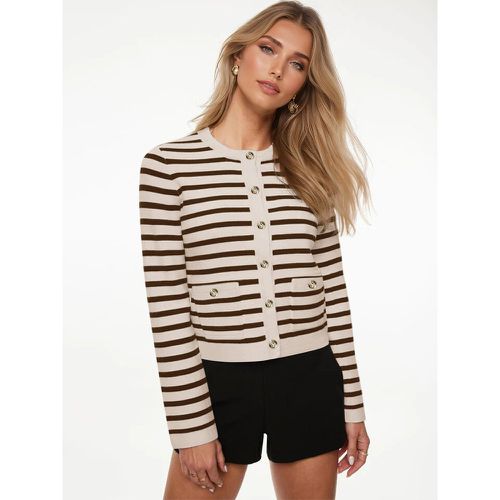 Stripes Printed Sweaters Cardigans Jewel Neck Spring Casual Outerwear For Women 2025 - milanoo.com - Modalova