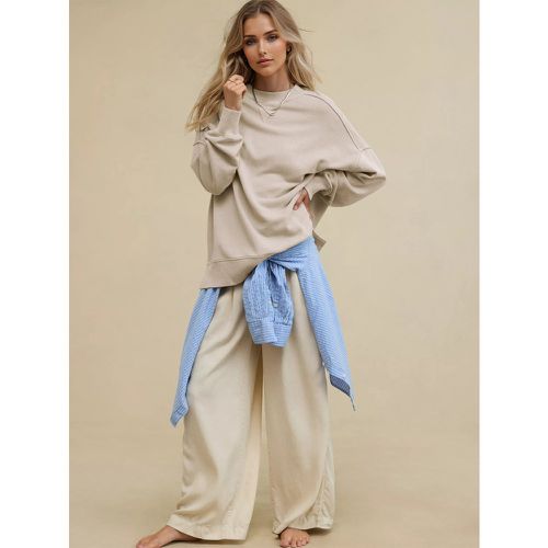 Oversized Sweatshirt In Solid Color Dropped Shoulders Spring Basic Tops For Women 2025 - milanoo.com - Modalova