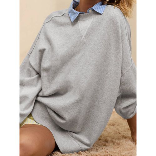 Oversized Sweatshirt In Solid Color Dropped Shoulders Spring Basic Tops For Women 2025 - milanoo.com - Modalova