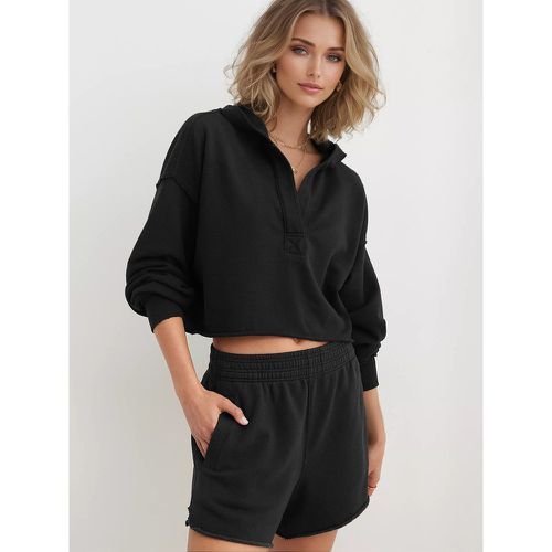 Casual Hoodie For Women V-neck Dropped Shoulders Spring Crop Tops 2025 - milanoo.com - Modalova